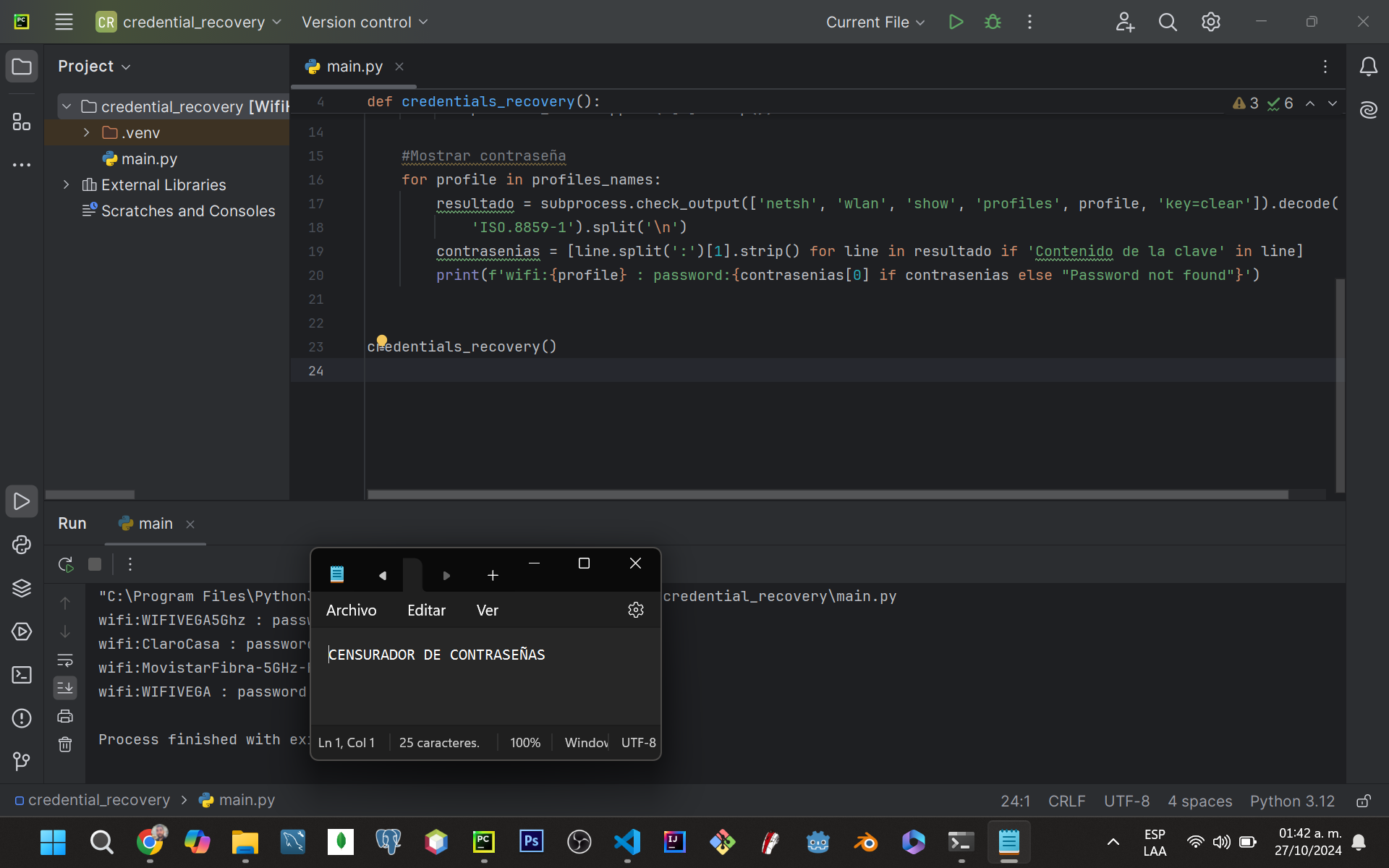 recuperación de credenciales